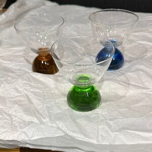 Vibrant Glass Goblet Set with Multicolored Bases